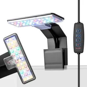 3가지 조명 모드 풀 스펙트럼/화이트/RGB 9단계 밝기 1~3갤런 수족관용 소형 LED 조명(어댑터 미포함)을