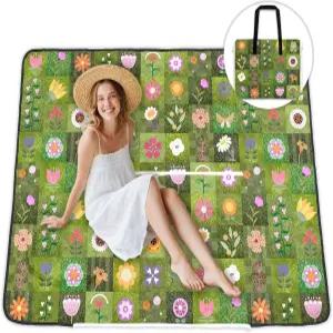 딜질라 피크닉 담요 60 X78 방수 접이식 야외 잔디 퀼트 가방 2 in 1 캠핑 머신 세탁 가능 콘서트 매트