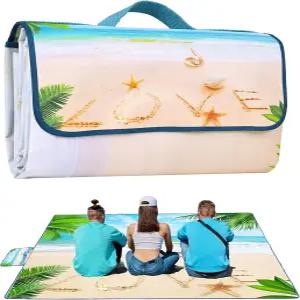 댄컴 피크닉 담요 접이식 방수 모래 매트 초대형 야외 비치 공원 잔디 캠핑 하이킹 여행 가족 콘서트용