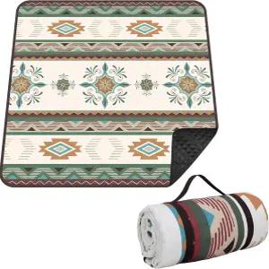 TlaroRiz 77.56 ×77.56 대형 피크닉 담요 방수 매트 접이식 4~6인용 캠핑 공원 해변 잔디를 위한 3겹 야외