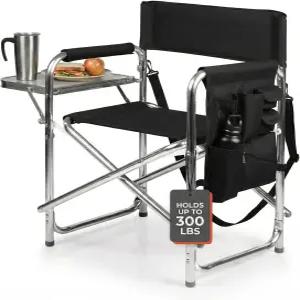 피크닉 타임 사이드 테이블과 팔걸이 캐디가 있는 스포츠 의자 성인용 경량 알루미늄 접이식 야외 캠핑