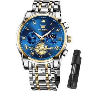 OLEVS 남성용 방수 스테인리스 스틸 조절 팔찌 시계 쿼츠 아날로그 남성 패션 비즈니스 클래식 손목시계의 캐주얼 골드 / 블루 블랙 화이트 페이스 다이얼