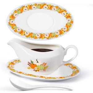 16OZ 추수감사절 그레이비 국자 육수 접시 드레싱 보트 보트와 세라믹 크리머 샐러드