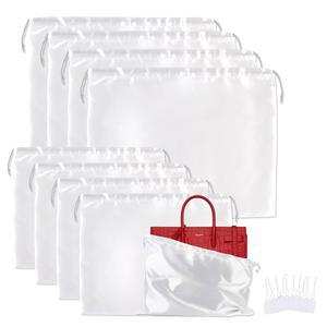 KMNOP 8팩 핸드백용 보관용 대형 먼지봉투 드로스트링 가방 실크 신발 여행 일상 중간