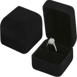 KUKUVR 2피스 벨벳 메탈 결혼 반지 상자 우아한 주얼리 귀걸이 스터드 여성용 선물 약혼 청혼용 홀더