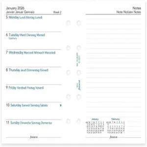 필로팍스 캘린더 다이어리 리필 미니 사이즈 노트 백서 무제한 다국어로 한 페이지에 주 분량 4개 언어