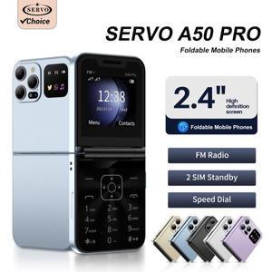 SERVO A50 Pro 접이식 휴대 전화 듀얼 SIM 카드 토치 자동 녹음 2.4 핸드폰 Type-C