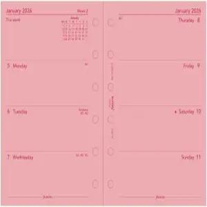 필로팍스 캘린더 다이어리 리필 포켓 사이즈 주간 시청 핑크 페이퍼 무제한 영어 2026 (C68278-26)