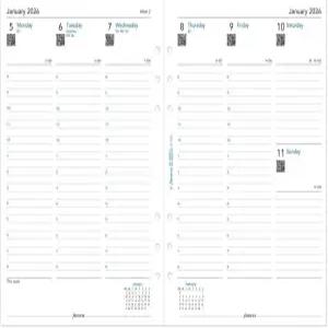 필로팍스 캘린더 다이어리 리필 A5 사이즈 예약 시 주간 보기 백서 영어 2026년 (C68521R-26)