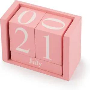AUEAR 홈 오피스 장식용 우드 블록 퍼페추얼 데스크 캘린더 데스크탑 큐브 러스틱 시크 넘버 (핑크 1팩)