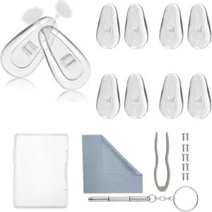 안경 코 패드 5쌍의 부드러운 실리콘 공기실 교체 수리 키트 3-in 1 미니 드라이버가 포함된 나사 삽입