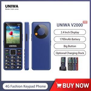 UNIWA V2000 4G 패션 키패드 휴대폰 2.4 인치 큰 단추 볼륨 듀얼 SlM 1700mAh 러시아 기능