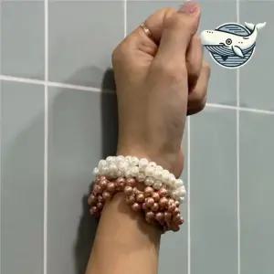 우아한 진주 반짝이 머리끈 세트 여신 스타일 진주머리끈 곱창머리끈 곱창밴드