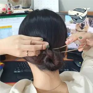 우아한 올림머리 메탈 비녀 금색 헤어핀 비녀 헤어비녀 올림머리비녀 유핀 한복뒤꽂이