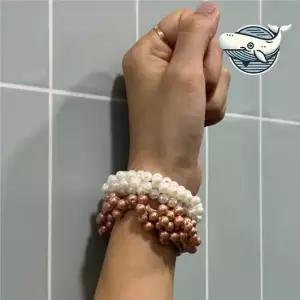 모던 스타일 진주 머리끈 세트 실용적인 고무줄 진주머리끈 곱창머리끈 곱창밴드