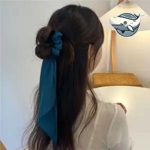 다크그린 리본 머리끈 여성용 패셔너블 스카프 스카프머리끈 리본머리끈 곱창밴드