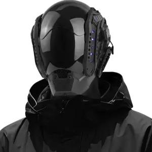 미래형 헬멧 LED 펑크 마스크 - 남성용 사이드 라이트가 있는 공상과학 하프 헤드 코스프레용 쿨 DJ 할로윈