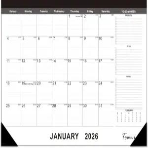 TOWWI 데스크 캘린더 2026 일별 일정 사무실 가정용 대형 벽 또는 데스크톱 월별 - 16.7x11.6 블랙