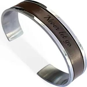 베제누인 남성 팔찌 맞춤 스테인리스 스틸 및 가죽 커프 - 남편 아빠 남자친구 아버지의 날을 위한 각인된
