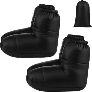 치싱유 2쌍 캠핑 다운 부츠 따뜻한 양말 초경량 수면 발 워머 남녀 백팩 텐트 침낭 워밍업