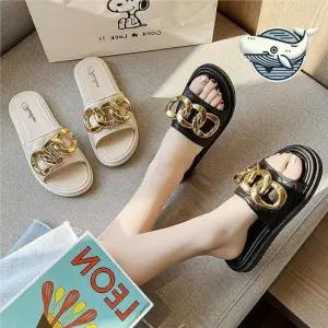 트렌디한 발편한 블링 슬리퍼 금색 체인 장식 블링슬리퍼 블링블링슬리퍼 화려한슬리퍼