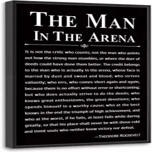 하우위 오피스 월 아트 영감 장식 경기장의 남자 액자 12 x16 동기 부여 긍정적 인용문 프린트 캔버스 데코