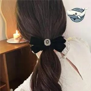 벨벳 헤어리본 헤어장식 머리끈 여성용 우아한 헤어끈 머리고무줄 여성머리핀