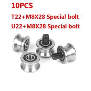 10피스 부티크 레벨 CNC TU22 8mm V / U 그루브 풀리 베어링 8x22.5x14.5x13.5mm 롤러 휠 볼