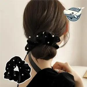 벨벳 진주 헤어슈슈 헤어소품 스타일링 아이템 진주 곱창밴드 고무줄 벨벳헤어