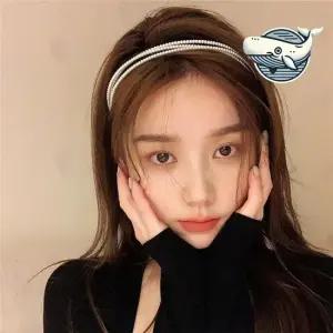 세련된 진주 장식 헤어밴드 포인트 헤어 헤어끈 머리밴드 얇은머리띠