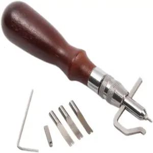 7 in 1 조절 가능한 프로 스티칭 그루버 및 크리싱 엣지 베벨러 가죽 공예 세트 바느질