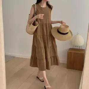 [하프클럽/알티피아]캉캉 민소매 나시 빅사이즈 임산부 원피스