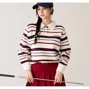 스트라이프 카라넥 자수 니트 1125611225987