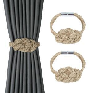 헤동헥시 2팩 내추럴 황마 커튼 타이백 보호 러스틱 스타일의 장식 가정 및 사무실 드레이퍼용