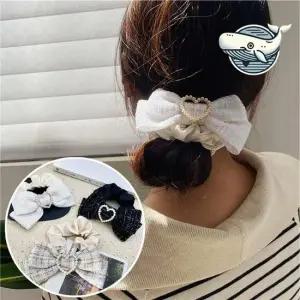 러블리 진주 리본 헤어끈 여성용 트위드 여자헤어끈 러블리헤어밴드 품격있는 고품격선물