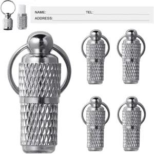 Extodry 5팩 커스텀 펫 ID 태그 이름표와 전화번호가 있는 반려견 실버 액세서리