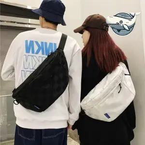 편리한 체크 슬링백 트렌디한 바디백 남녀공용 대학생 스트릿 슬링 바디백 캐주얼