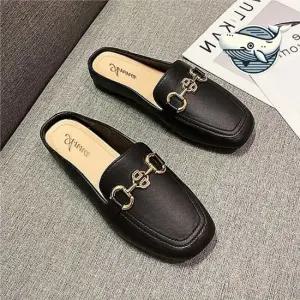 세련된 여성용 가벼운 골드스트랩 뮬 블로퍼 플랫 뮬 골드스트랩 블로퍼 여성블로퍼