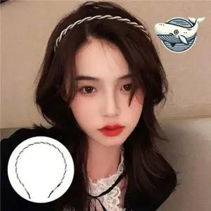 여성용 진주 꽈배기 헤어밴드 우아한 헤어 쫀쫀한 편한 꼬임 티번 얇은