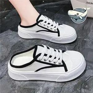 여성 캐주얼 뮬 편한 플랫단화 멋스러운 기본 뮬 캔버스화 캐주얼 단화 플랫