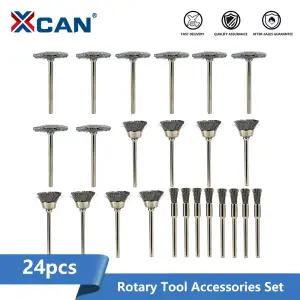 호환 XCAN 스틸 와이어 브러시 디스크 연마 휠 브러시 드레멜 로터리 도구 금속 연마 도구 24 개