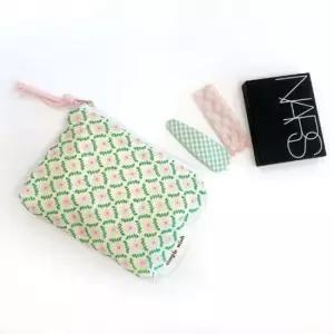 생리대 화장품 파우치 립스틱 꽃무늬 핑크그린