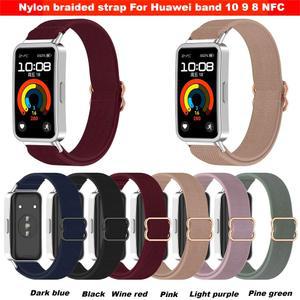 화웨이 밴드 용 나일론 땋은 스트랩 10 9 8 NFC band10 커버 액세서리 탄성 시계
