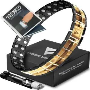 남성용 활력 웨이브 마그네틱 테라피 티타늄 팔찌 - 및 순환 개선을 위한 스타일리시한 2배 강도의