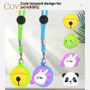 CJ 에어태그 실리콘 키즈 목걸이 (4개입) 만화 캡 교체 보호 커버 트래커 액세서리 길이 조절 가능