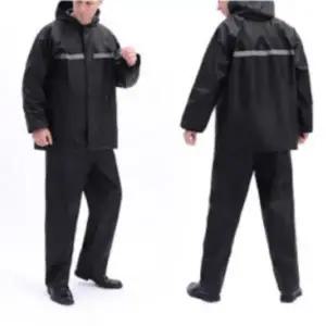 반사테이프 안전 우비 비옷 오토바이 우의 상하세트 블랙 작업우비