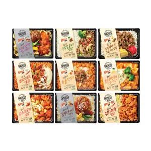 아워홈 온더고 냉동 도시락 9종세트 미니함박 우삼겹 데리 모짜 차돌 로제 치닭 함박 김제 직장인 도시락