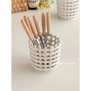 트위스트 트레이 세라믹바스켓 원통형 연필꽂이 바구니