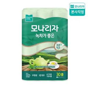[모나리자] 녹차가좋은 30m30롤 1팩 천연펄프 화장지 보성 유기농 녹차성분 함유
