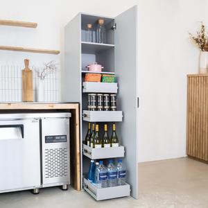 400사이즈 속 깊은 4단 팬트리장 키큰장 주방수납장 냉장고옆 틈새수납장 다용도실세탁실